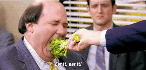 kevin malone eating brocoli