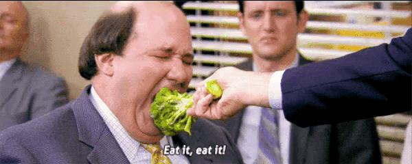 kevin malone eating brocoli